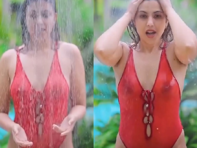 Indian model Priyanka Prateek wet nipples show in bikini