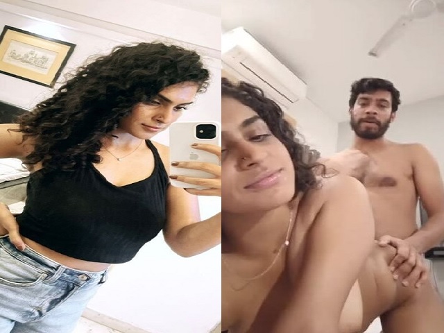 Curly hair Indian girl blowjob and xxx doggy sex