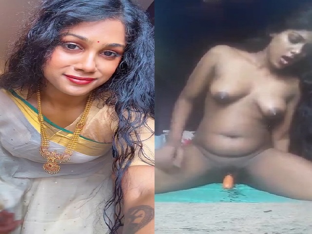 Extremely horny mallu girl masturbating pussy with a carrot