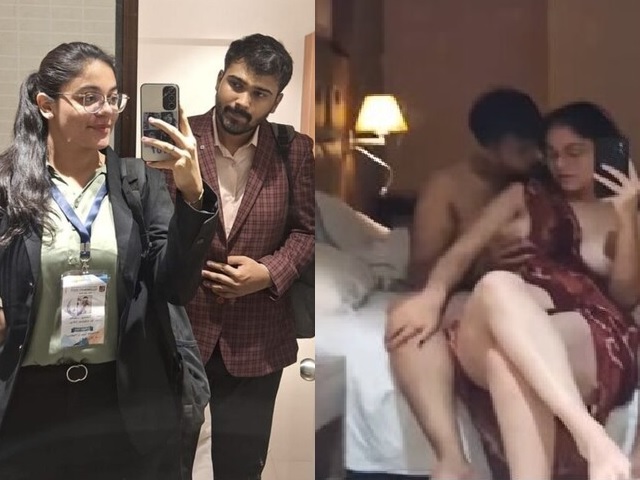 Office HR manager big boobs showing with armpit lick