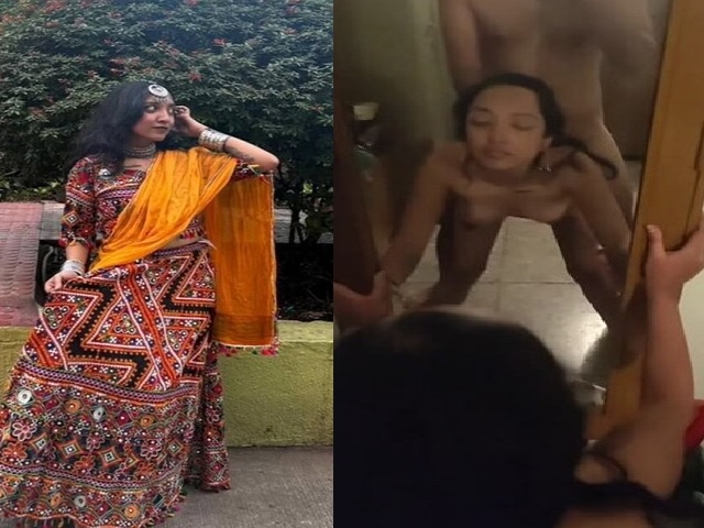Skinny girlfriend fucking in front of mirror viral MMS